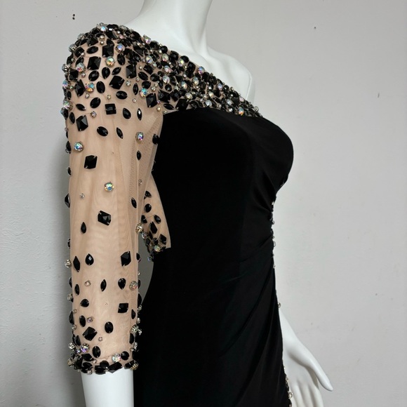 Sherri Hill Black One Shoulder Dress Size 4 - Picture 14 of 15